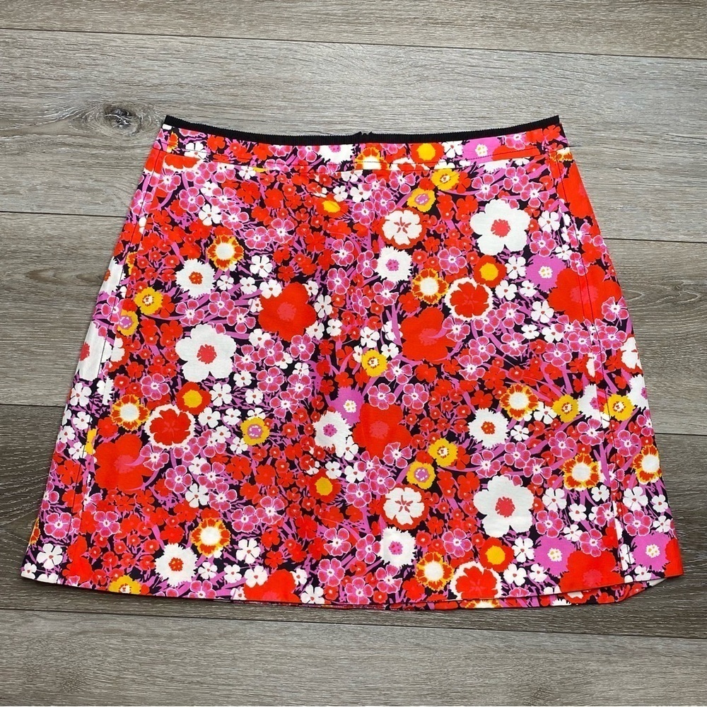 Victoria Beckham Red and Pink Floral Mini Skirt